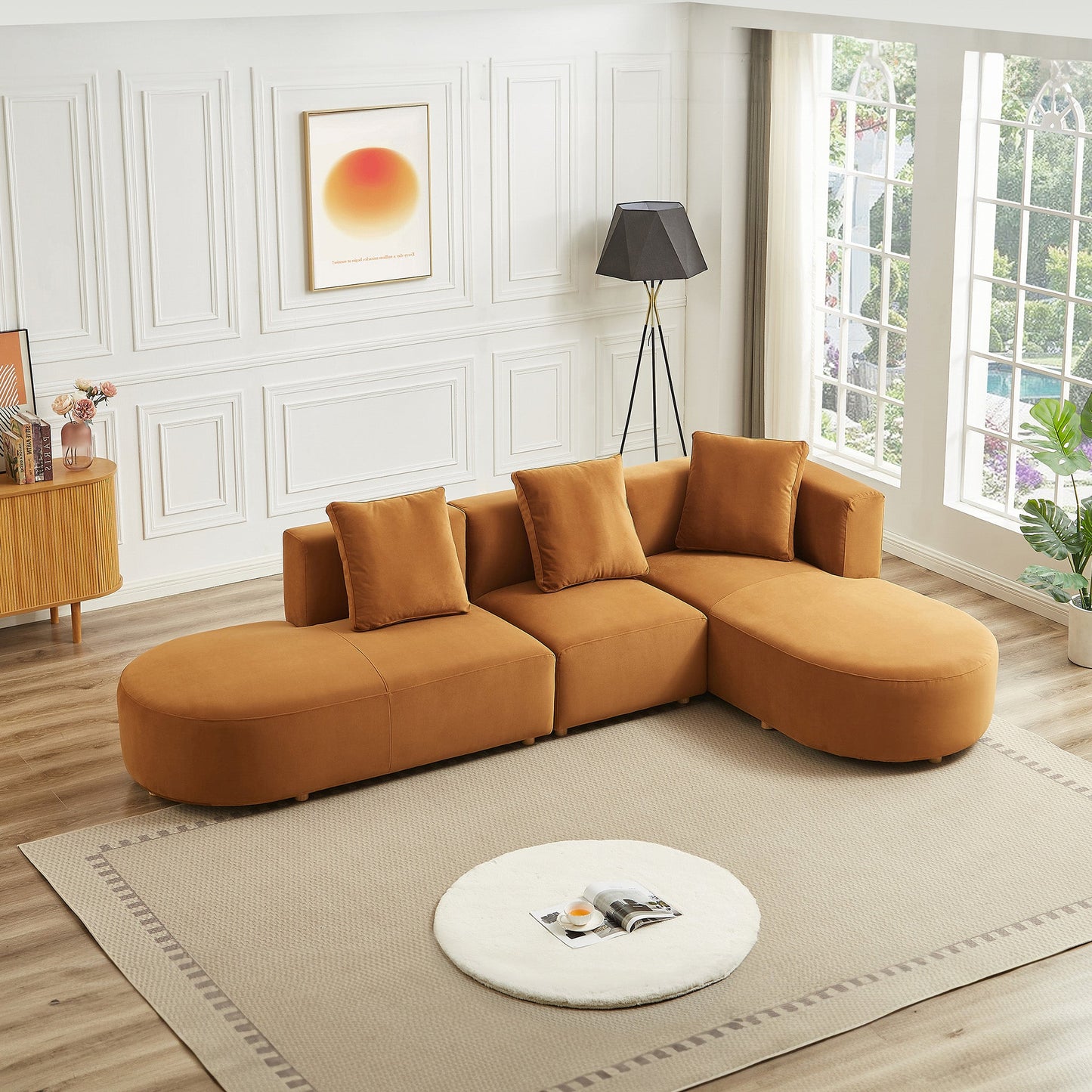 Orby Right-Facing Velvet Sectional Sofa