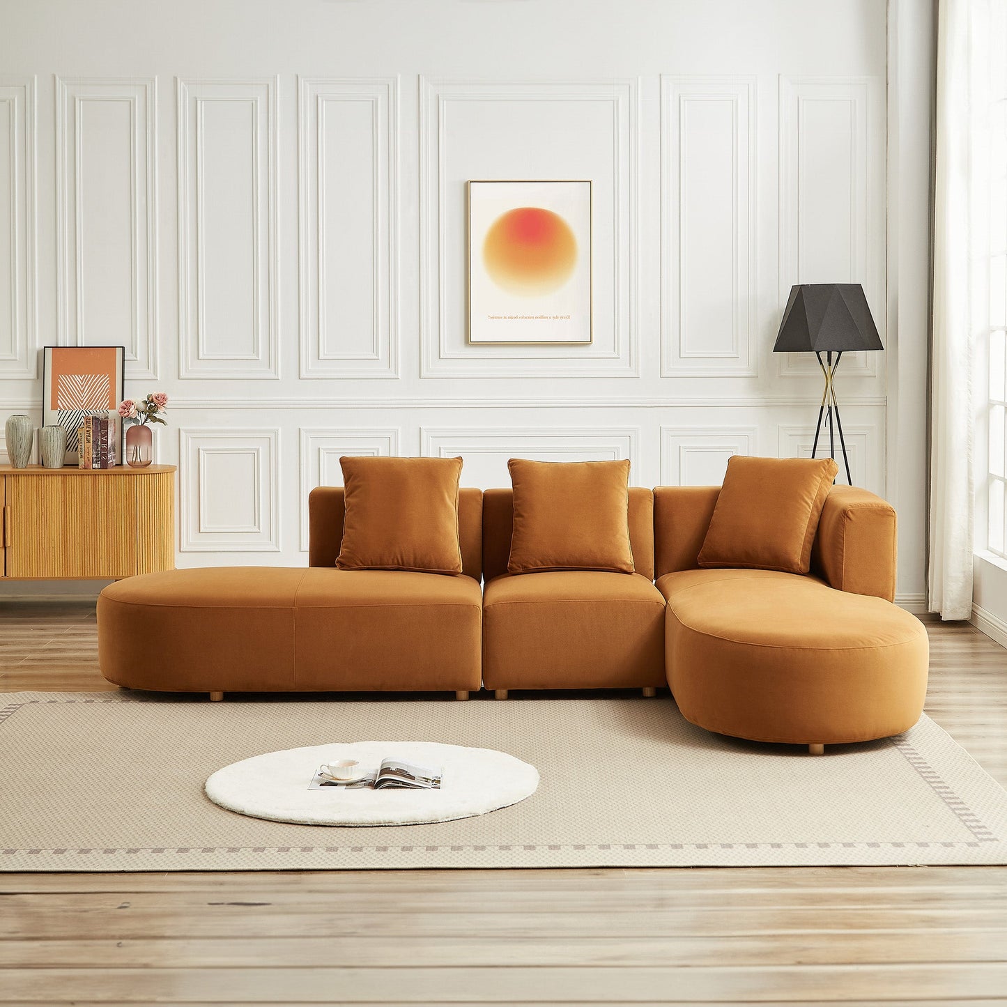 Orby Right-Facing Velvet Sectional Sofa