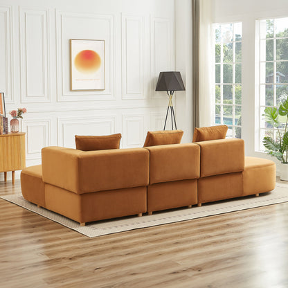 Orby Right-Facing Velvet Sectional Sofa