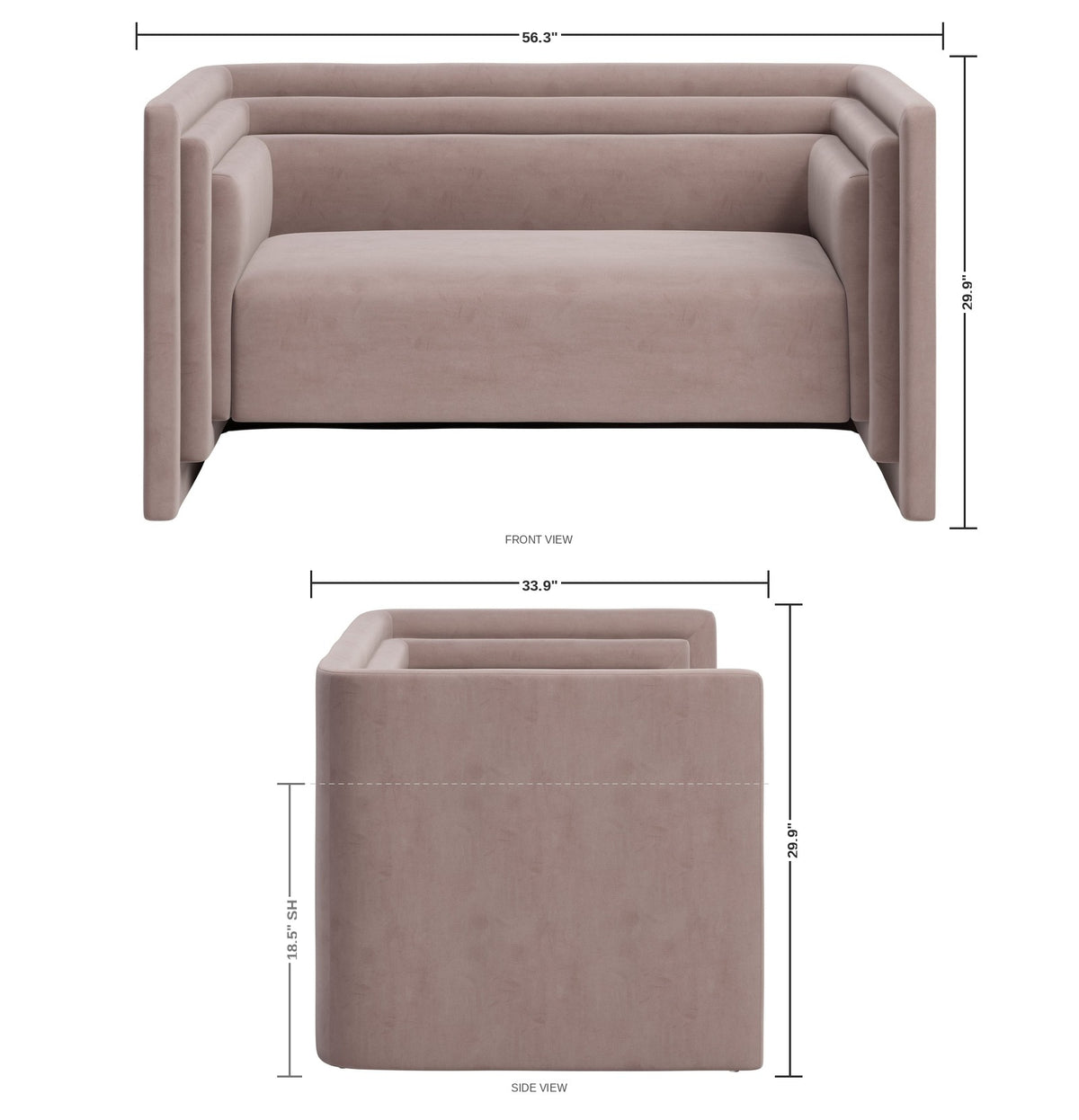 Pinewood Loveseat — dimensions