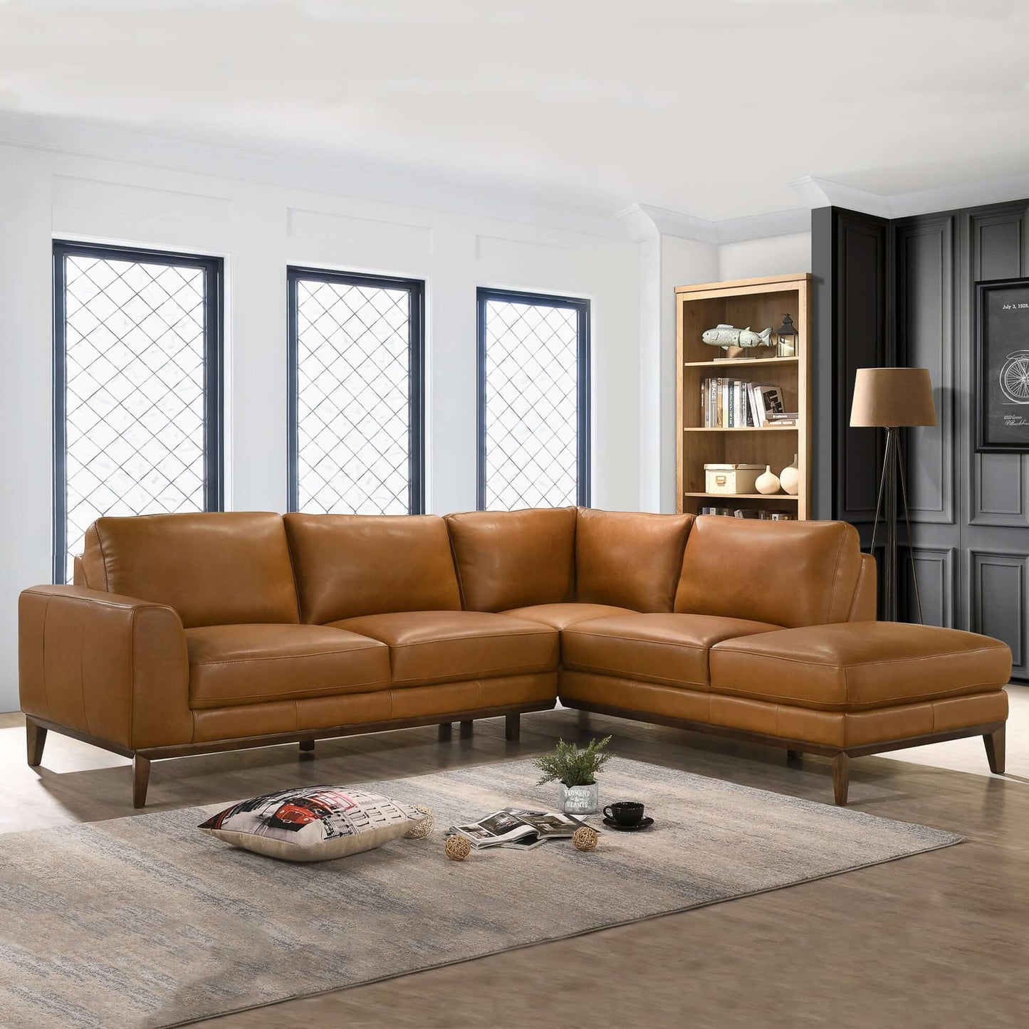 Norbury Right-Facing Leather Sectional Sofa