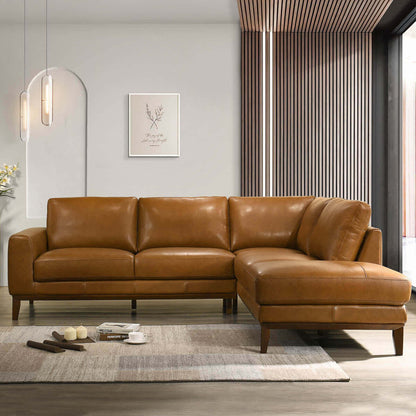 London Right-Facing Leather Sectional Sofa