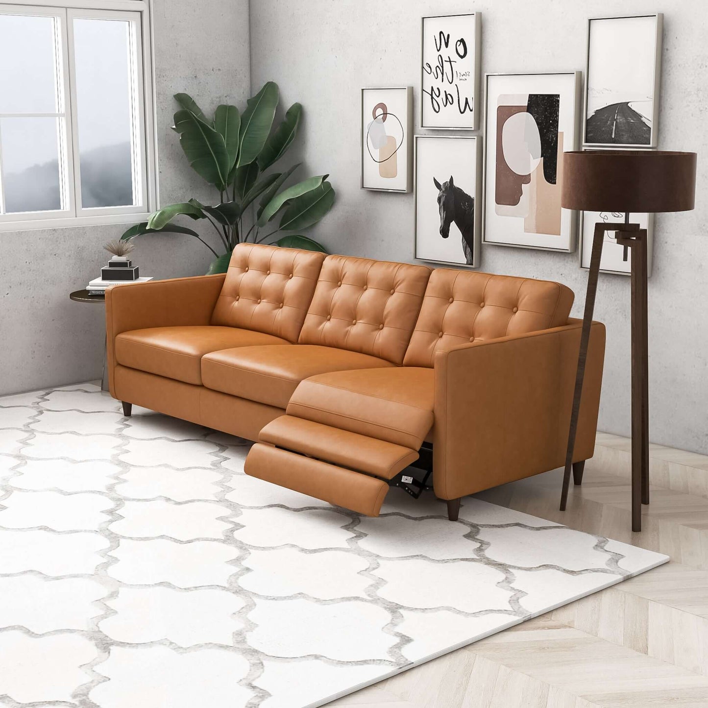 Cressidia Left-Facing Leather Electric Inclining Sofa