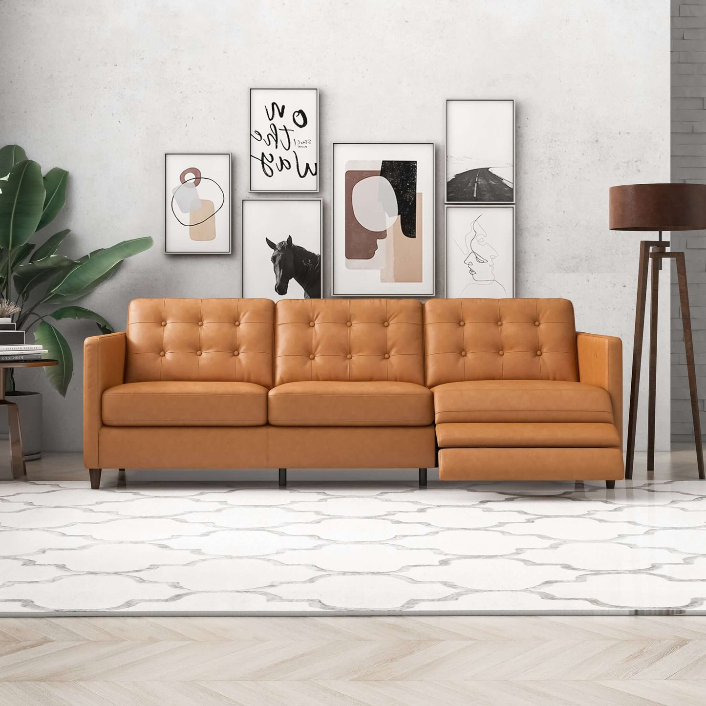 Cressidia Right-Facing Leather Electric Inclining Sofa