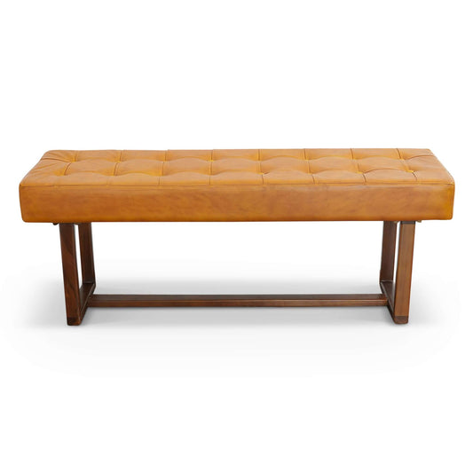 Olivienne Tan Leather Bench