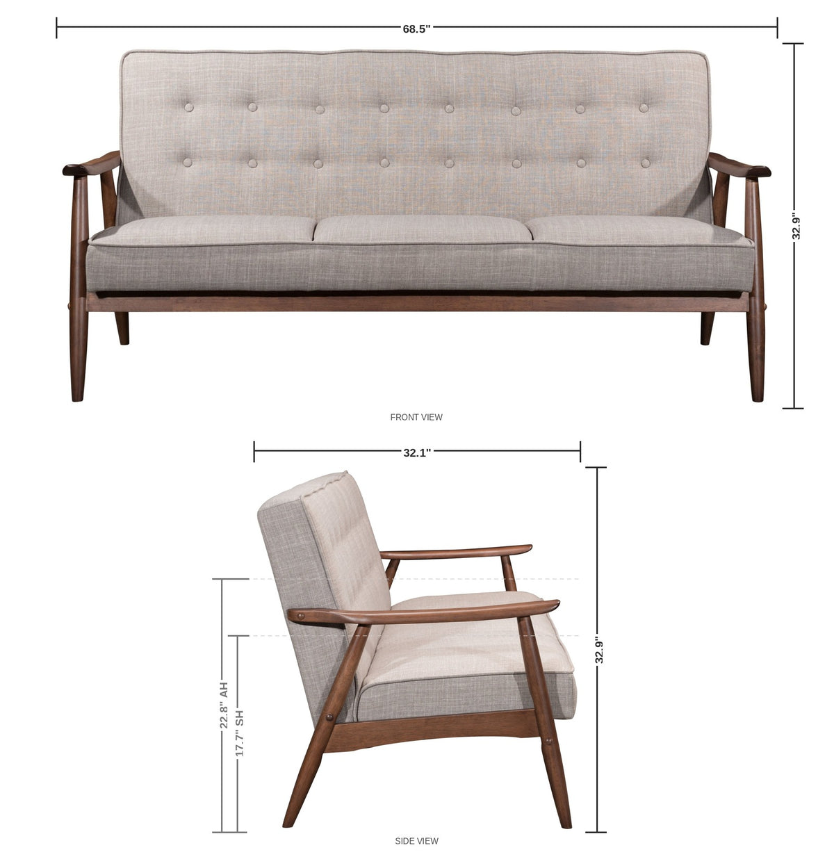 Warwick Sofa — dimensions