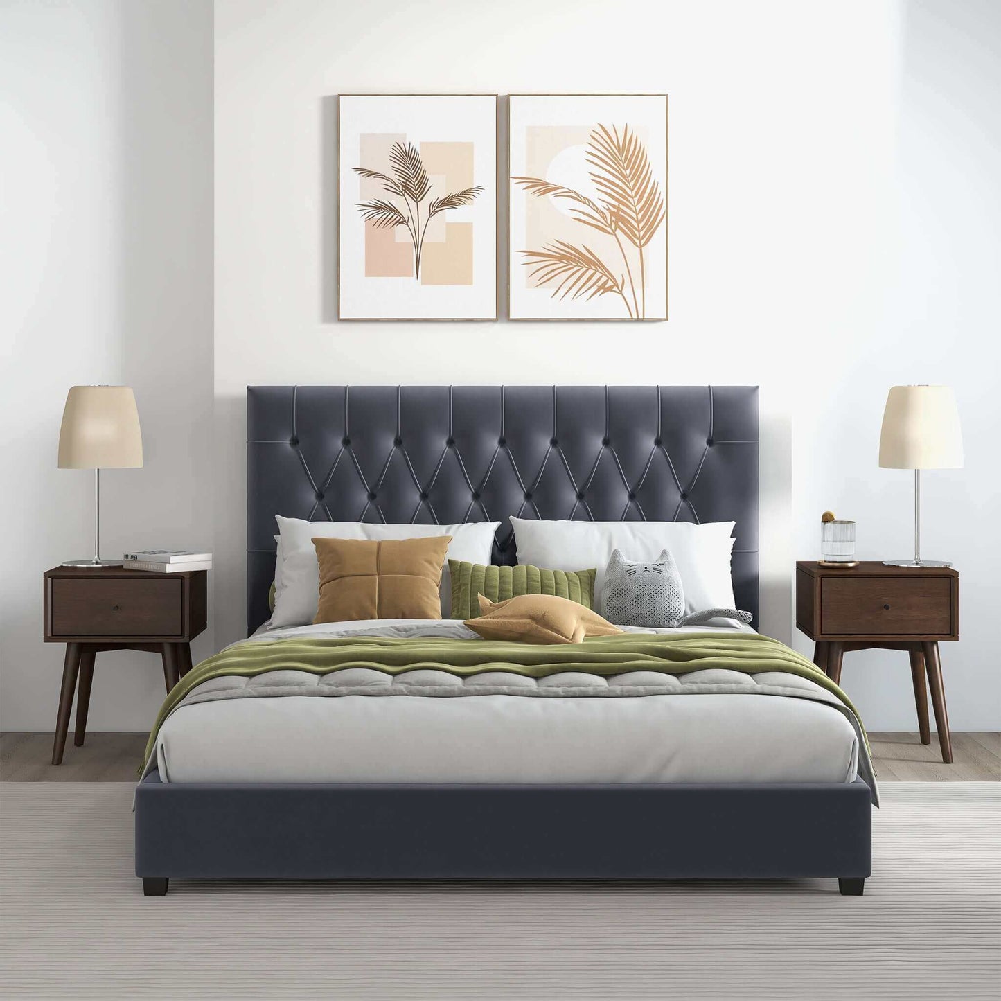 Donald Velvet Platform Bed