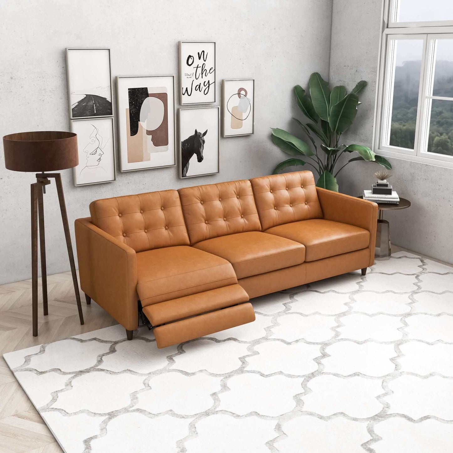 Cressidia Left-Facing Leather Electric Inclining Sofa