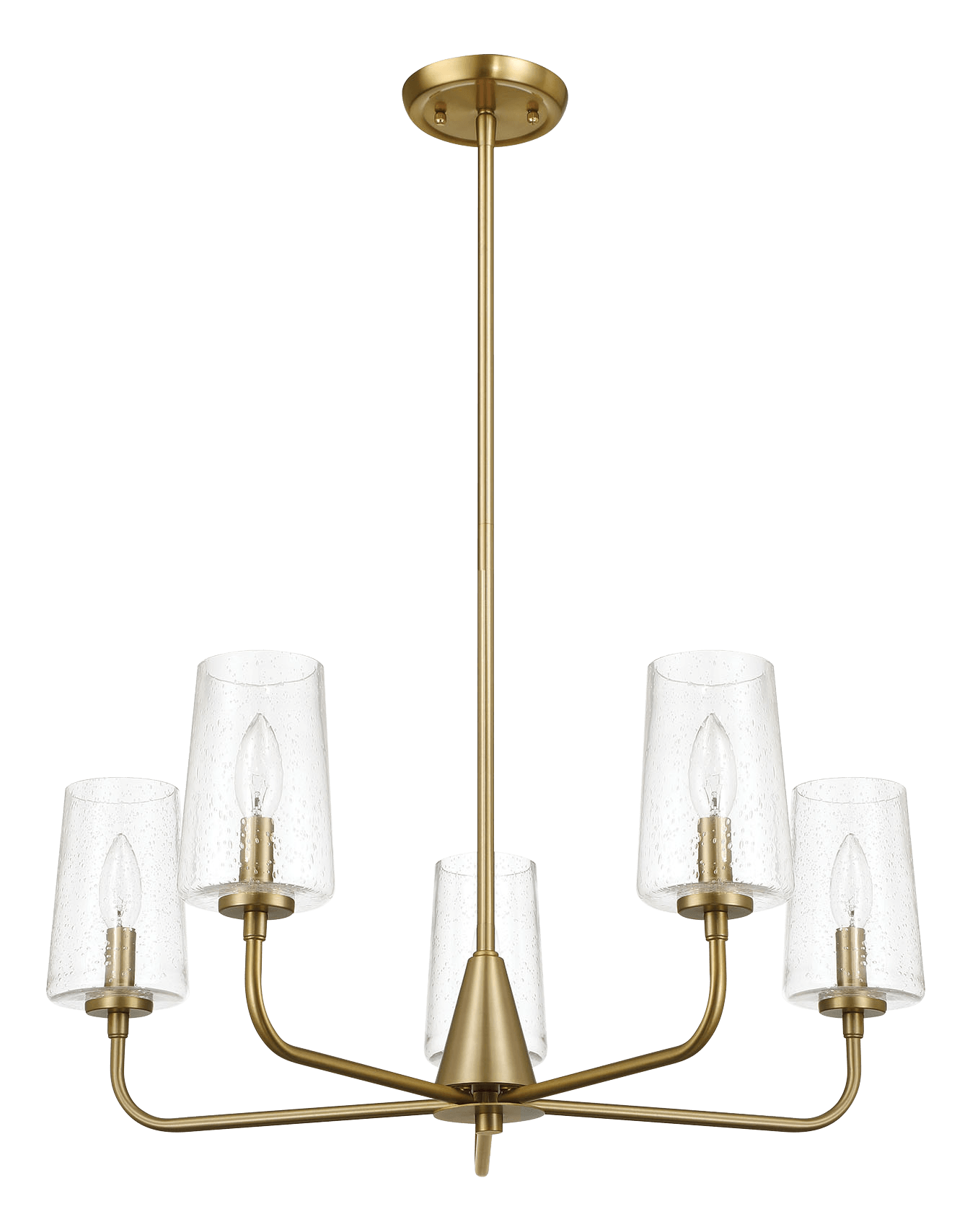 Dazzle Five Lights Chandelier With Clear Seeded Glass -Satin Brass - West Lamp