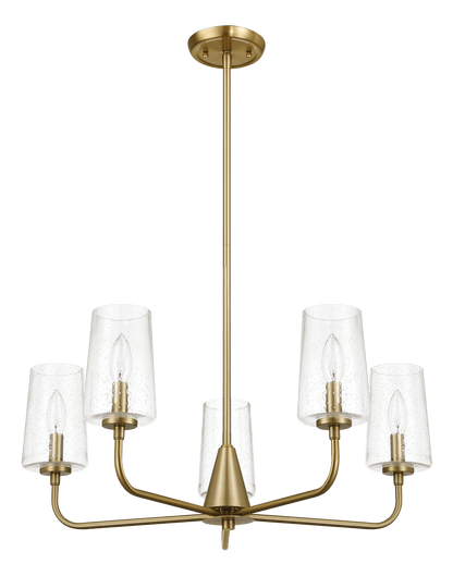 Dazzle Five Lights Chandelier With Clear Seeded Glass -Satin Brass - West Lamp