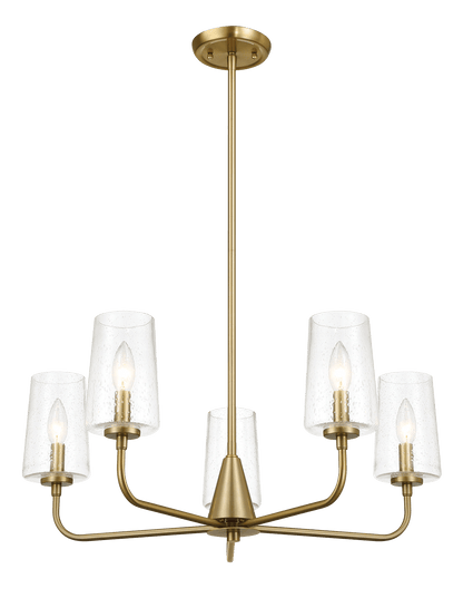 Dazzle Five Lights Chandelier With Clear Seeded Glass -Satin Brass - West Lamp