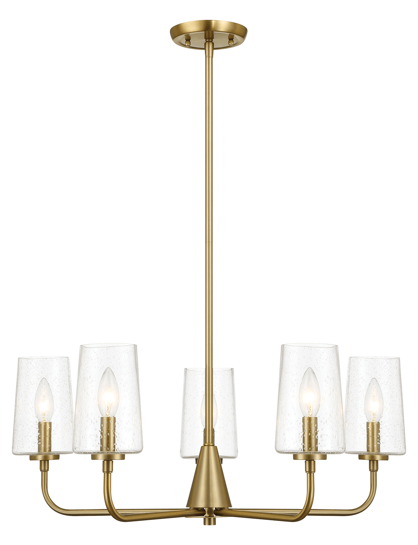 Dazzle Five Lights Chandelier With Clear Seeded Glass -Satin Brass - West Lamp