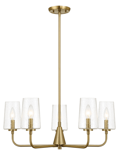 Dazzle Five Lights Chandelier With Clear Seeded Glass -Satin Brass - West Lamp