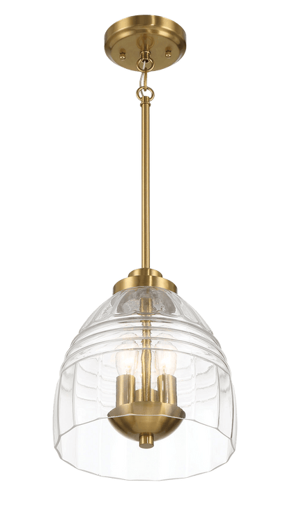 Ember Three Candle Lights Chain Pendant With Clear Glass - Satin Brass - West Lamp