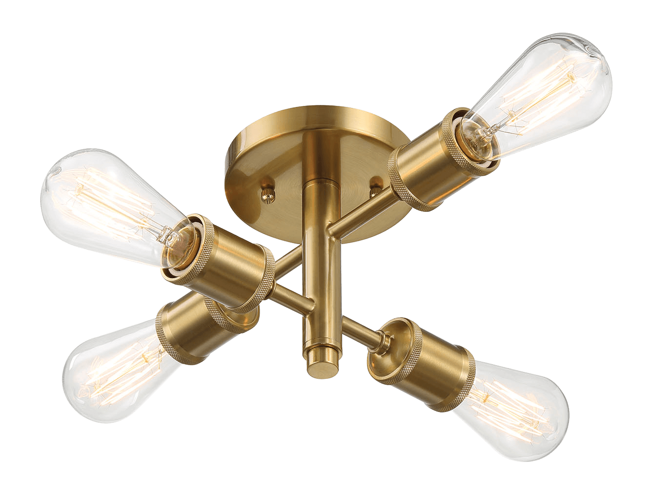 Ephemeral Four Lights Semi Flush Mount Retro Hallway Kitchen Bedroom Living Room Ceiling Pendant 11"W × 6.5"H - West Lamp