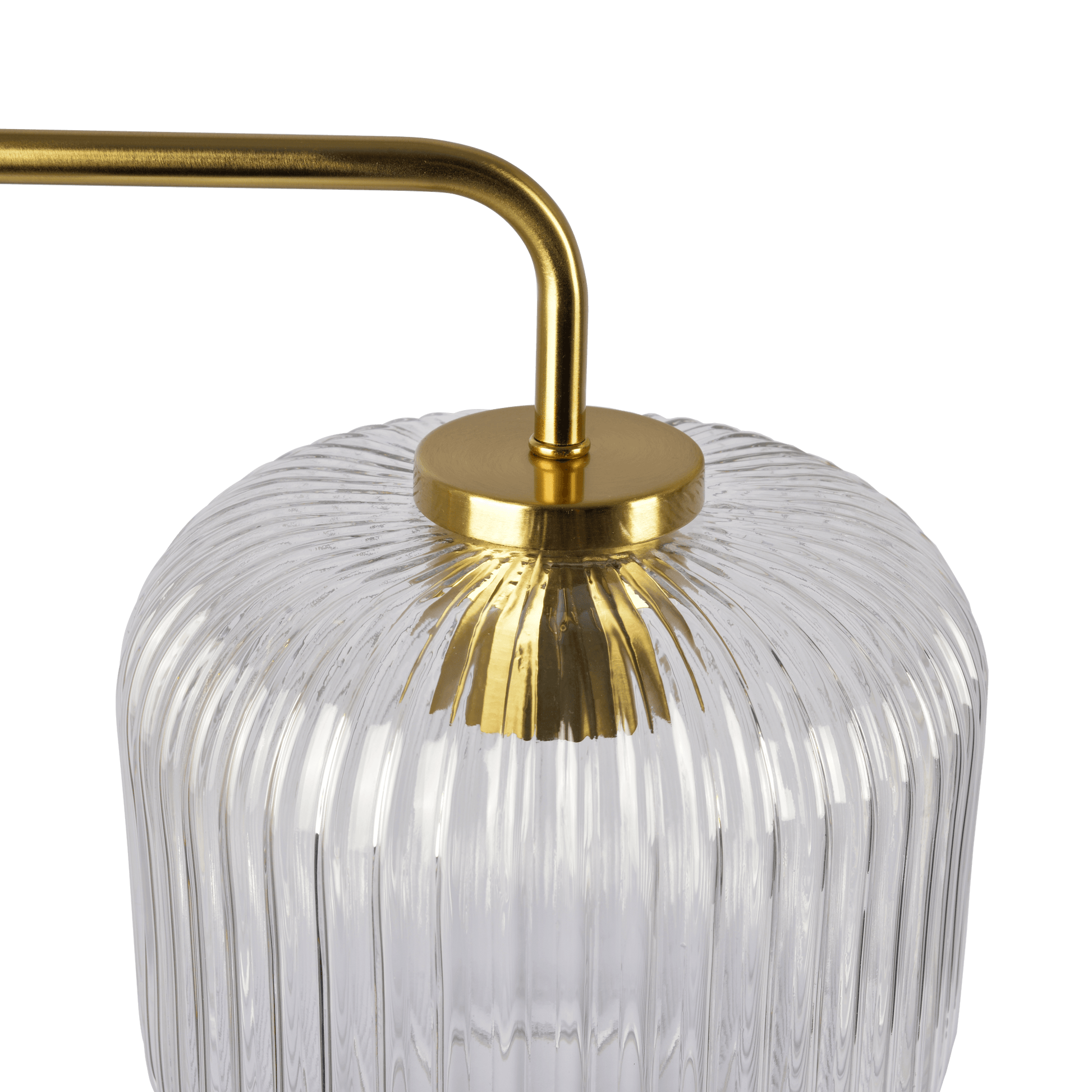 Haven Clear Glass Table Lamp, Gold Brush Metal and Marble Base, Button Control - West Lamp