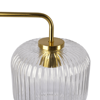 Haven Clear Glass Table Lamp, Gold Brush Metal and Marble Base, Button Control - West Lamp