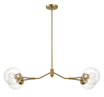 Jewel Four Lights Modern Farmhouse Chandelier Ceiling Hanging Light Fixture For Kitchen Island Dining Room 36"L × 20"W × 7.25"H with Clear Glass - West Lamp