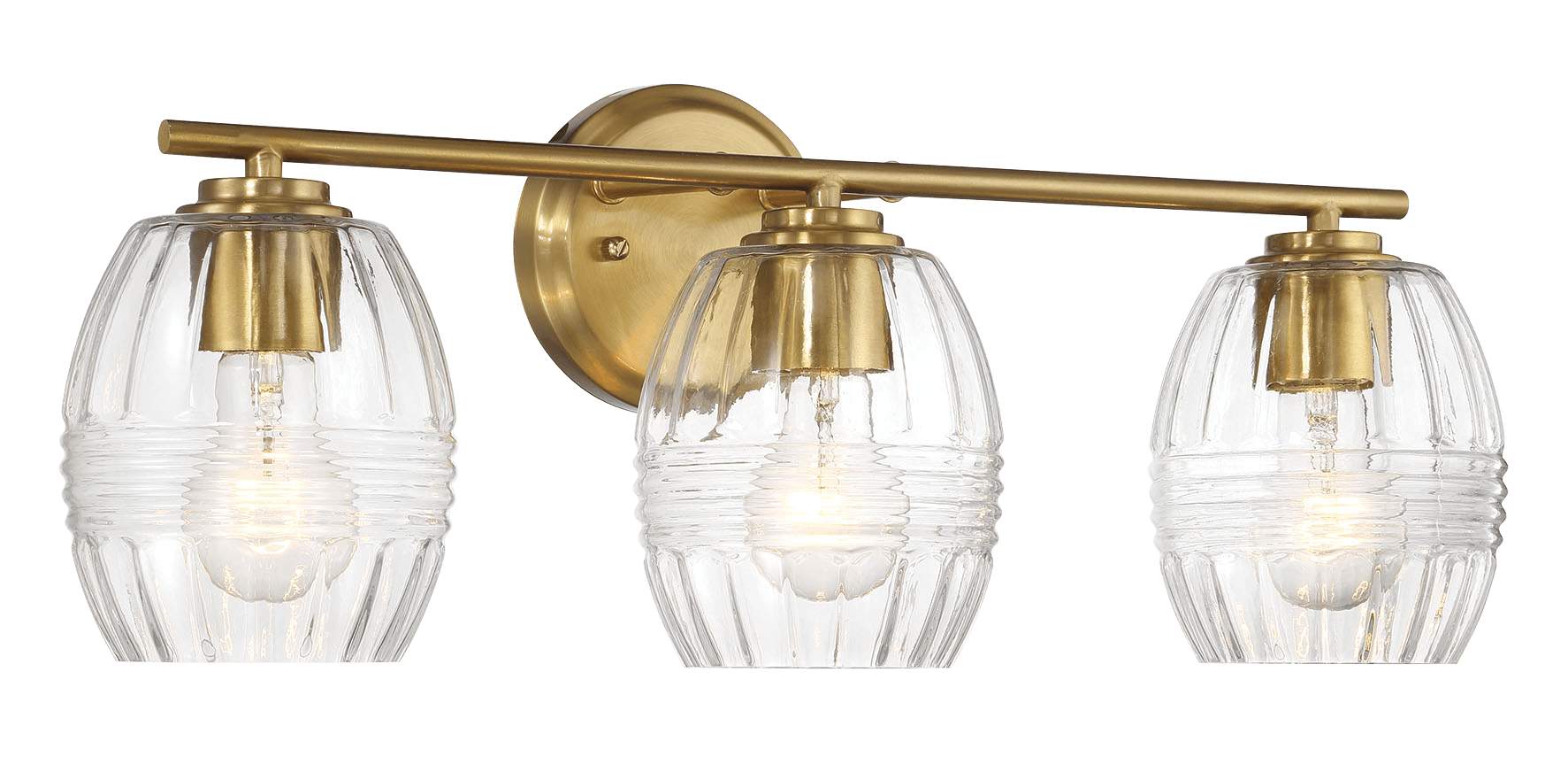 Luster Three Lights Vanity With Clear Glass for Bathrooms above Mirror Wall Lamp - Satin Brass - West Lamp