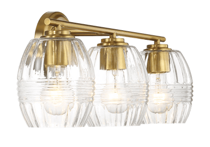 Luster Three Lights Vanity With Clear Glass for Bathrooms above Mirror Wall Lamp - Satin Brass - West Lamp