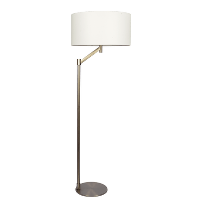 Serene Brushed Nickel Floor Lamp with Rotary Switch Metal Base White Linen Shade - West Lamp