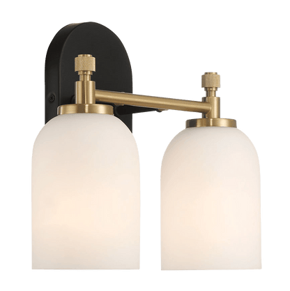 Vortex Two Lights Vanity in Traditional Style for Over Bathroom Mirror Wall Sconce 12.25"W × 10.125"H × 5.5"E With White Frosted Glass - West Lamp