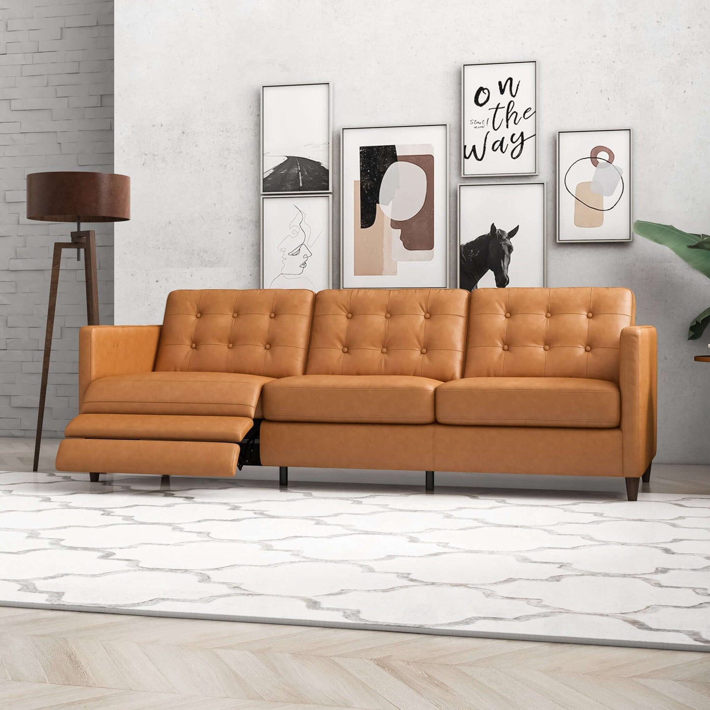 Cressidia Left-Facing Leather Electric Inclining Sofa